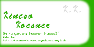 kincso kocsner business card